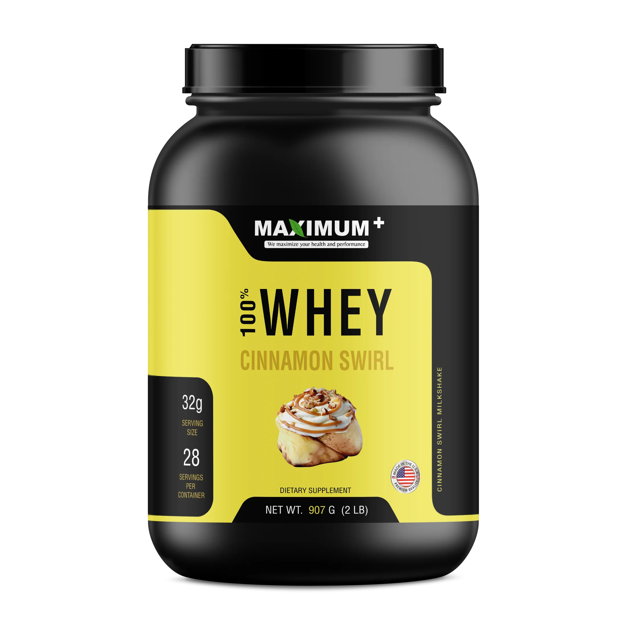 100% Whey Protein – Cinnamon Swirl – 2 lbs – 28 servings per pack